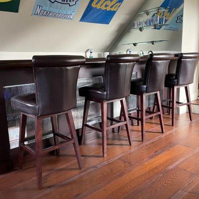 Bar Height Stools Brown pleather