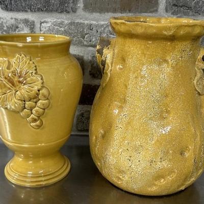 Yellow Italian Majolica Urn Vases by Arte Italia & Vietri