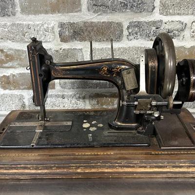 Antique Table Top Sewing Machine in Wooden Case