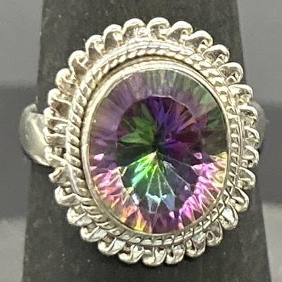925 Silver Ring w/ Purple Stone, Size 6, TW 5g
