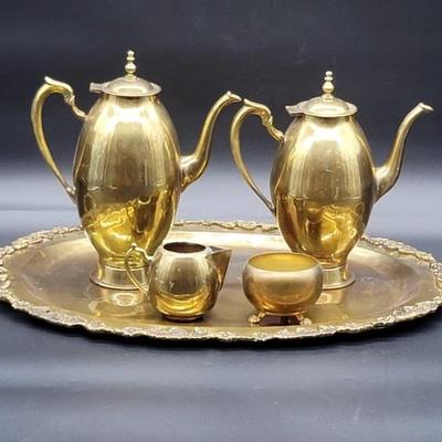 5- Piece Brass Coffee and Tea Set