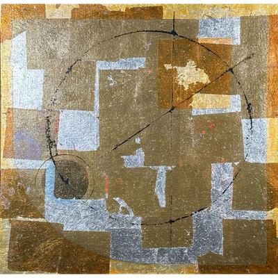 JOACHIM HANS THEMAL (GERMAN, B. 1911) | Untitled. Gold and silver leaf and paint on canvas. 30 x 31 in., stretcher. Signed on verso...