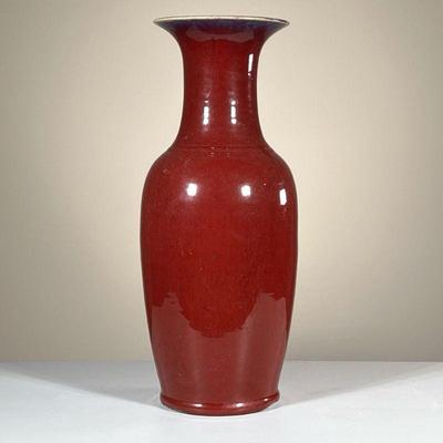 CHINESE OXBLOOD VASE | No apparent marking. - h. 22 x dia. 8.5 in

