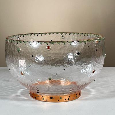 SMYER JEWELED GLASS BOWL | h. 5.5 x dia. 9 in

