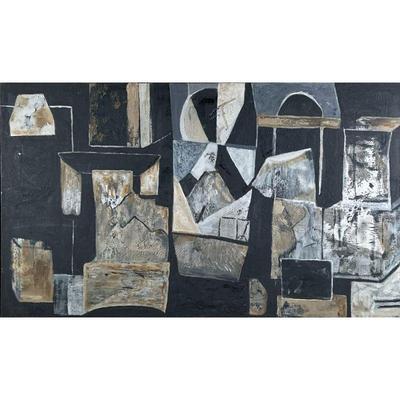 E. ABRAMS (20TH CENTURY) ABSTRACT | Oil on canvas 20 x 34 in. (Canvas). - w. 36 x h. 22 in (frame)

