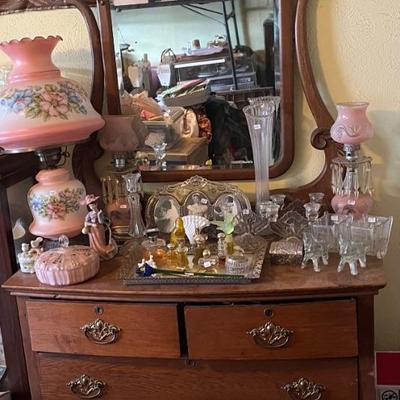 Antique Oak Dresser with Mirror 