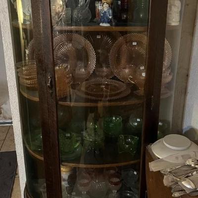 Tiger Oak Antique Claw Foot China Cabinet