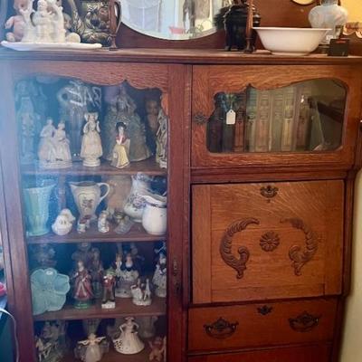 Antique Carved Oak Secretary 