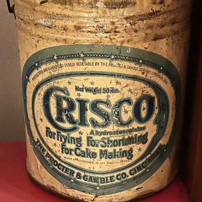 Vintage C. 1915 Crisco Shortening 50lb
Advertising Handled Canister Tin Proctor &
Gamble Co.