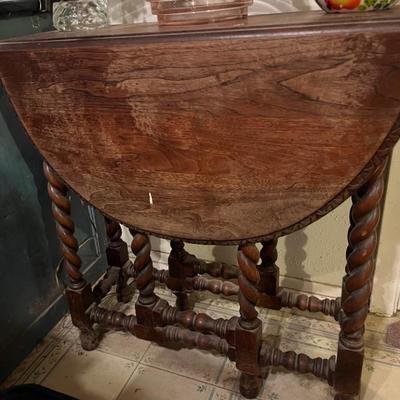 Antique Barley Twist Gate Leg Table 