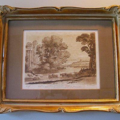 Richard Earlom after Claude Lorrain - 1775 Engravings Mezzotint, Driving Cattle - Fine Art