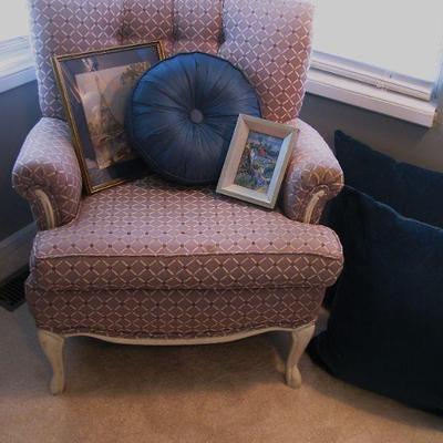 Upholstered White Wash Accent Chair