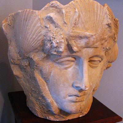1920s Head of Neptune Cast Iron Stone Planter