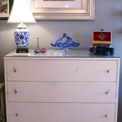 Matching White Milk Wash 4 Drawer Chest with Optional Glass Top