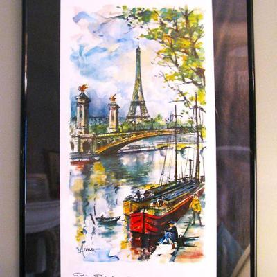Vibrant Little Mid Century Modern Print Paris De Pont