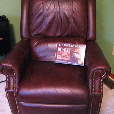 Leather Recliner with Nailhead Trim
