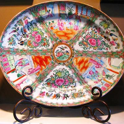 Antique Chinese Rose Medallion Platter