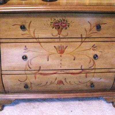 Paint Decorated Bombe Chest Of Drawers