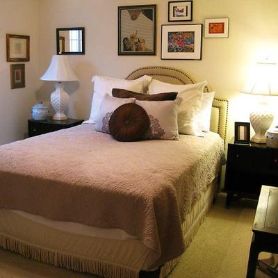 Queen Bed Upholstered Nailhead Trim Headboard