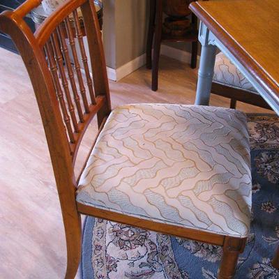 Solid Wood Square Table / 4 Upholstered Chairs