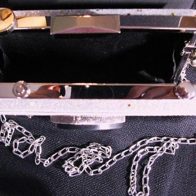Retro Camera Sparkle Handbag Clutch with Chain Handle