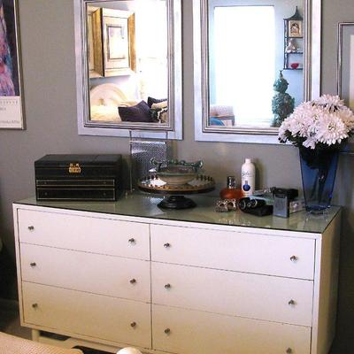 White Milk Wash 6 Drawer Dresser with Optional Glass Top