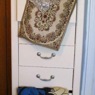 White Milk Wash Lingerie Cabinet / Matte Silver Handles