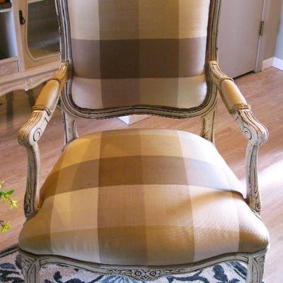 Regency Style Ferguson Copeland Bergere Gilt Wood Arm Chairs - Set of 2