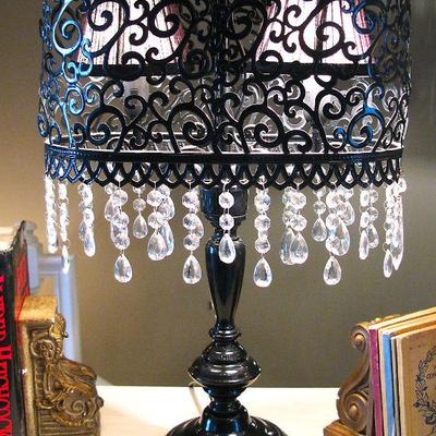 Ornate Metal Chandelier Crystal Table Lamp