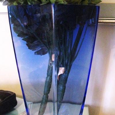 Blue Sapphire Blown Glass Vase