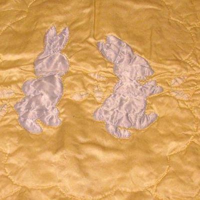 Vintage Bunny Baby or Doll Satin Throw / Blanket