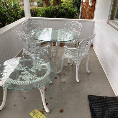Outdoor Wrought Iron Glass Top Tables And Chairs