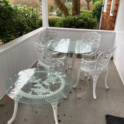 Outdoor Wrought Iron Glass Top Tables And Chairs