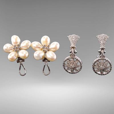 2 pr sterling earrings- Judith Ripka