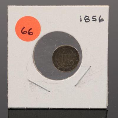 1856 3 cent silver coin