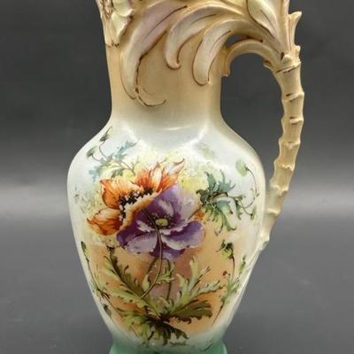 Antique Austrian Hand Painted Pitcher, Marked