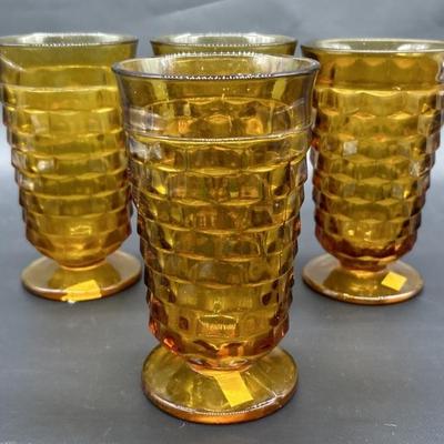(4) Mid Century Whitehall Amber by Colony Glasses