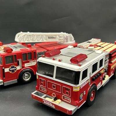 (2) Tonka Red & White Fire Trucks