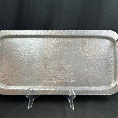 Continental Hammered Aluminum Tray w deer