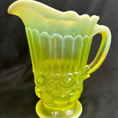 Mosser Glass Eyewinkler Opalescent Vaseline Pitcher