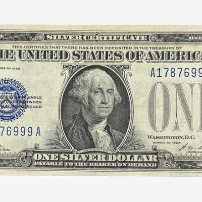 1928 US Silver Dollar Bill