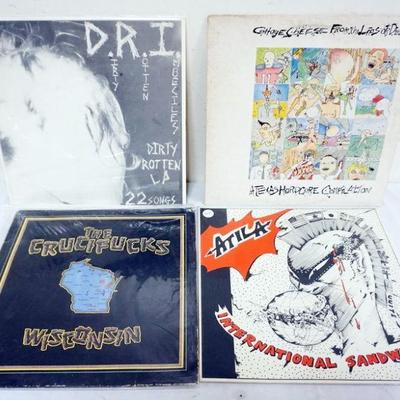 1040	ALTERNATIVE ROCK ALBUMS 4 RECORDS, D.R.I., COTTAGE CHEESE FROM THE LIPS OF DEATH, THE CRUCIFUCKS, ATILA
