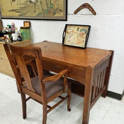 Antique Mission Oak Desk & Chair