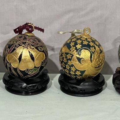 4 Cloisonne ornaments 