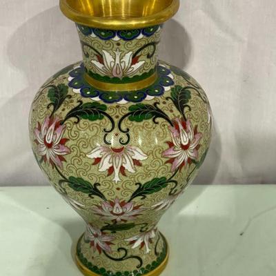 Chinese enamel brass Cloisonne vase
