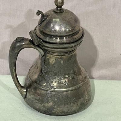 antique Rockford silverplate floral engraved Ewer pitcher