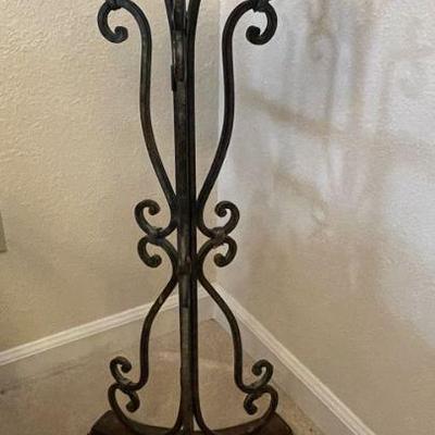 wrought iron & wood plant stand