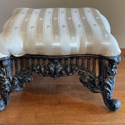 wrought iron upholstered stool