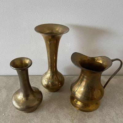 brass vases & pitcher