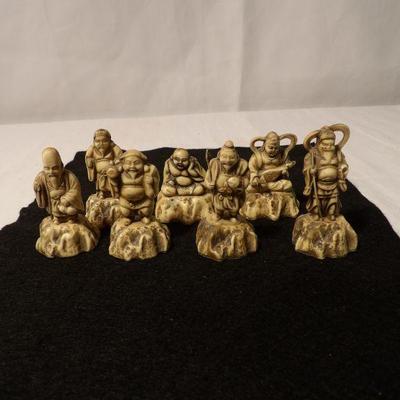 Mini 1950's Vintage Japanese Buddha Resin Figurines 